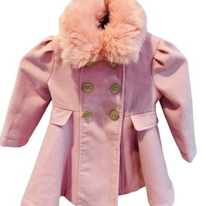 Rothschild Blush Coat with Faux Fur Trim 2T